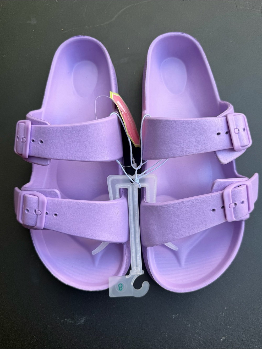Women’s Double-Buckle Slide Sandals in Lavender